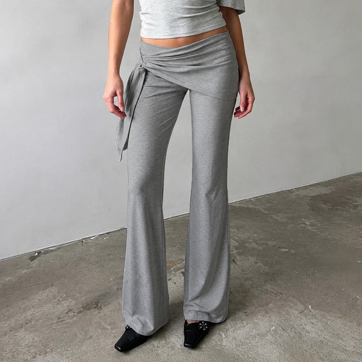 Damen Flair-Loungehose mit Wickelbund, Bindeschal und weitem Schlag Drune