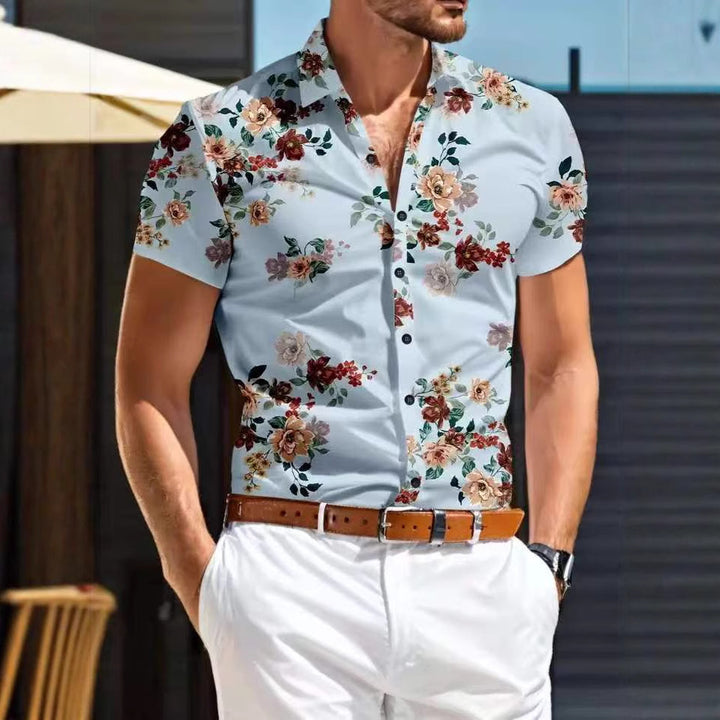 Herren Kurzarm Hemd mit floralem Muster Drune