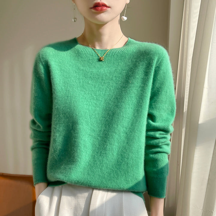 Damen Luxuriöser Kuschelstrick-Pullover mit Rundhals und Mohair-Optik Drune