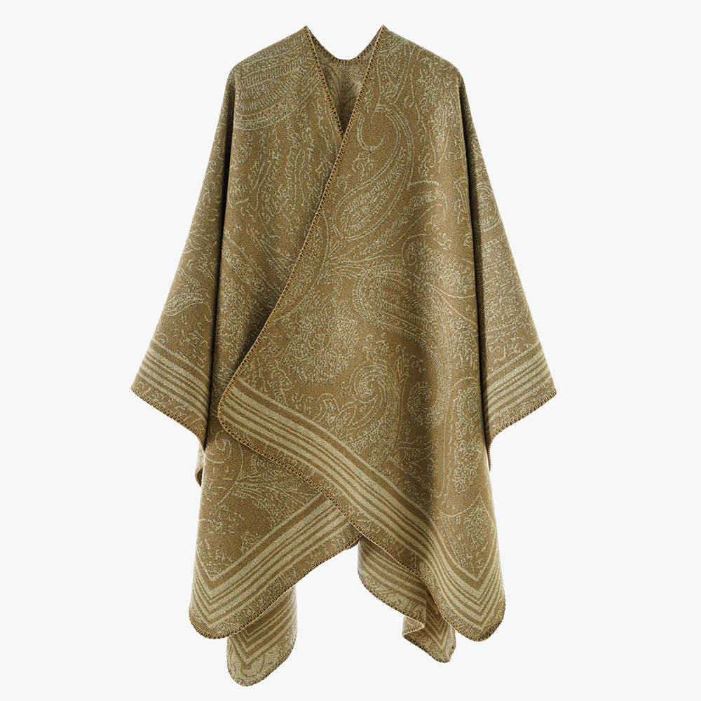 Damen Jacquardponcho mit Paisley‑Jacquard und kimonoähnlicher Oversize‑Silhouette Drune