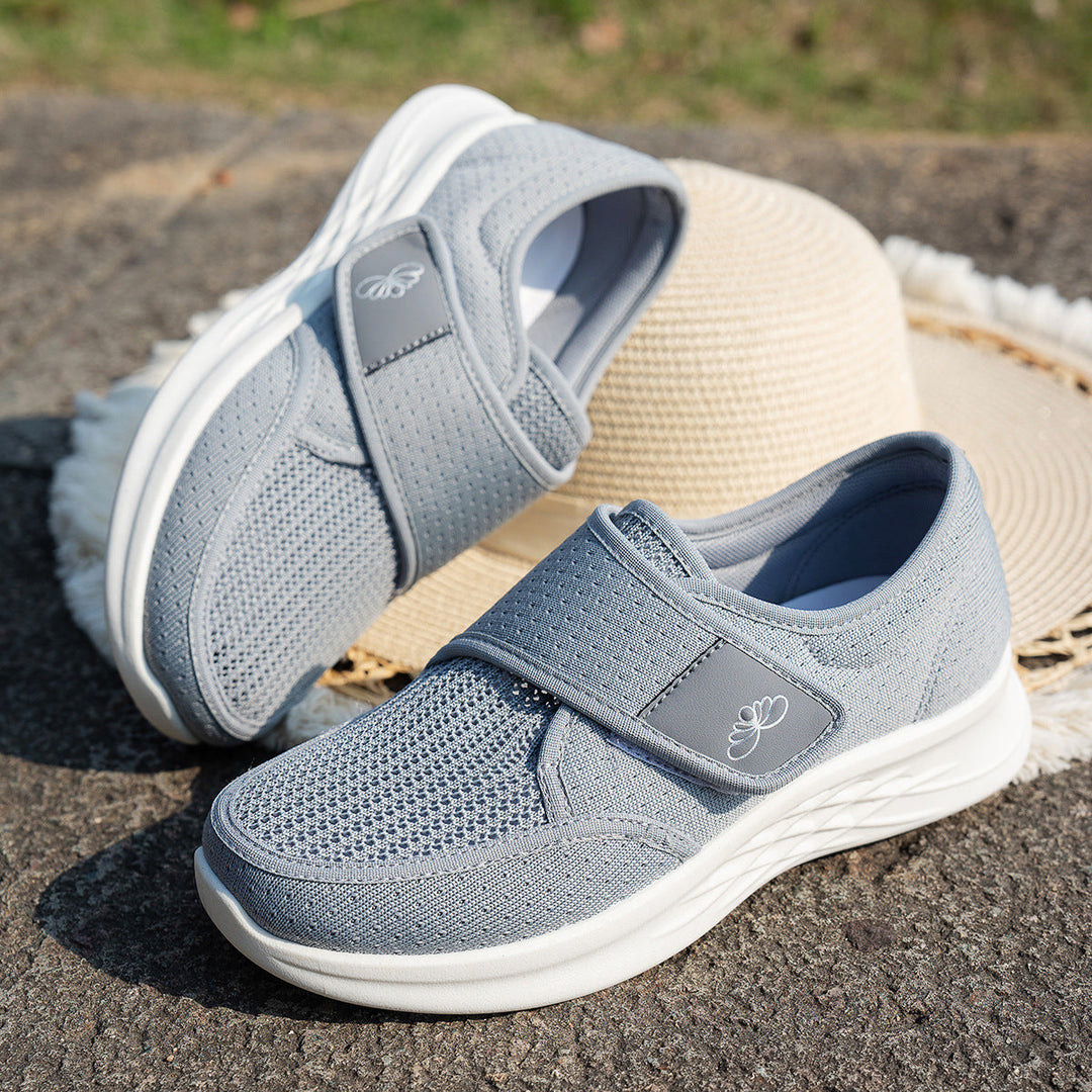 Damen sportliche und atmungsaktive Slipper mit Klettverschluss Drune