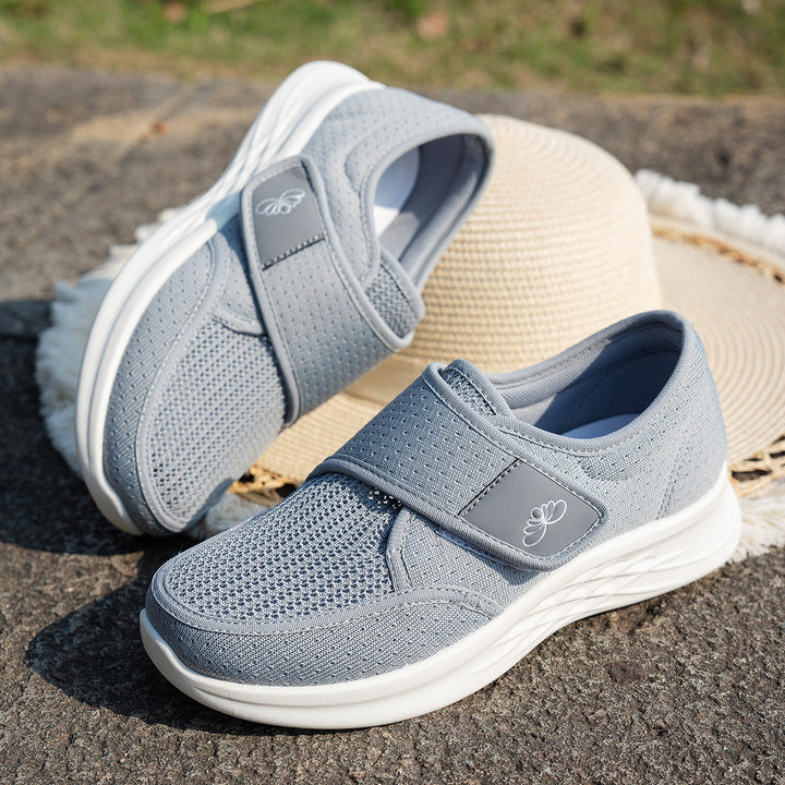 Damen sportliche und atmungsaktive Slipper mit Klettverschluss Drune