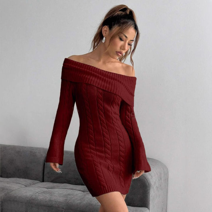Damen Strickkleid mit Off-Shoulder Design Drune