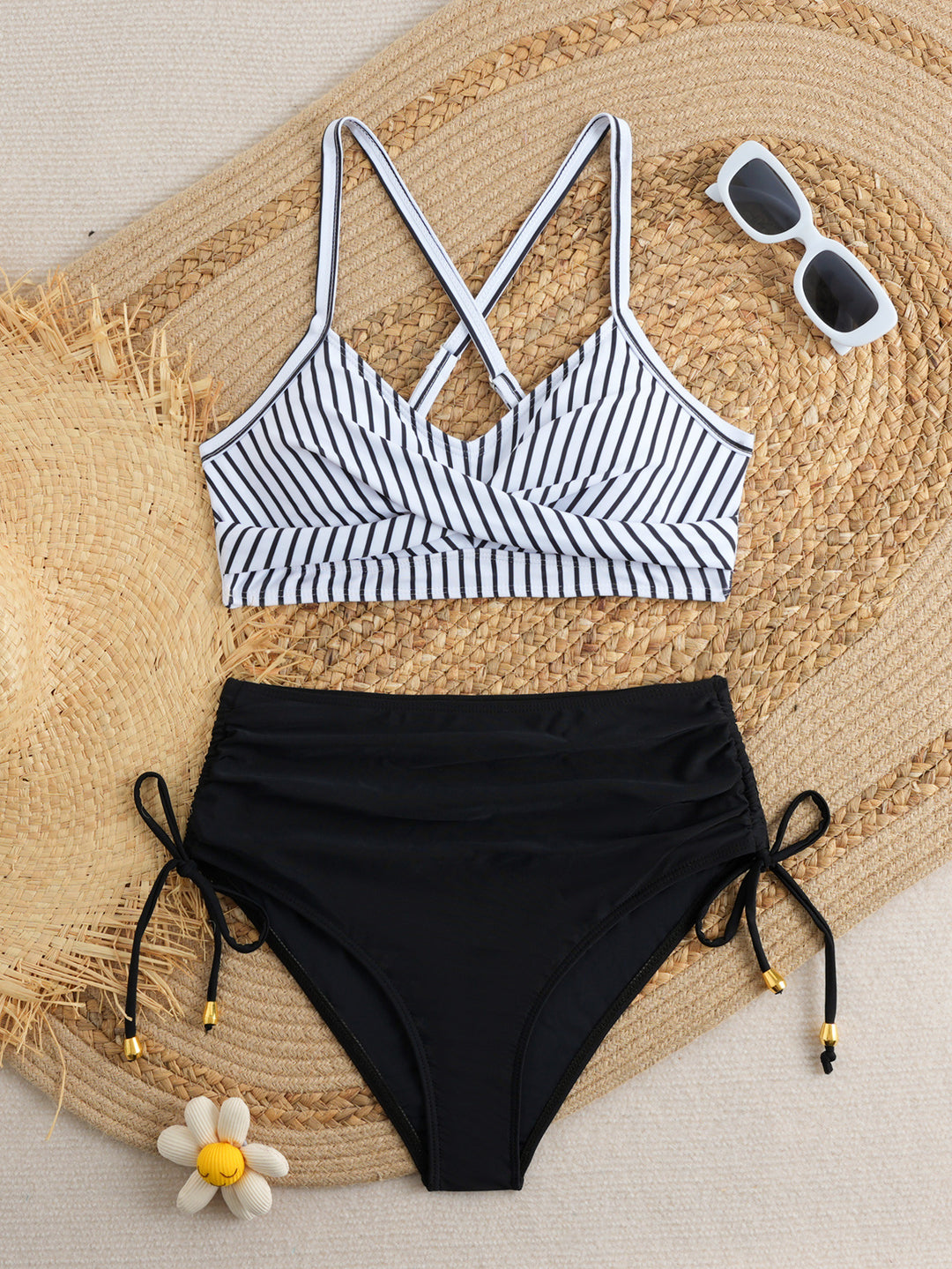 Damen Hochtailliertes Bikini-Set mit Wickeloberteil Drune