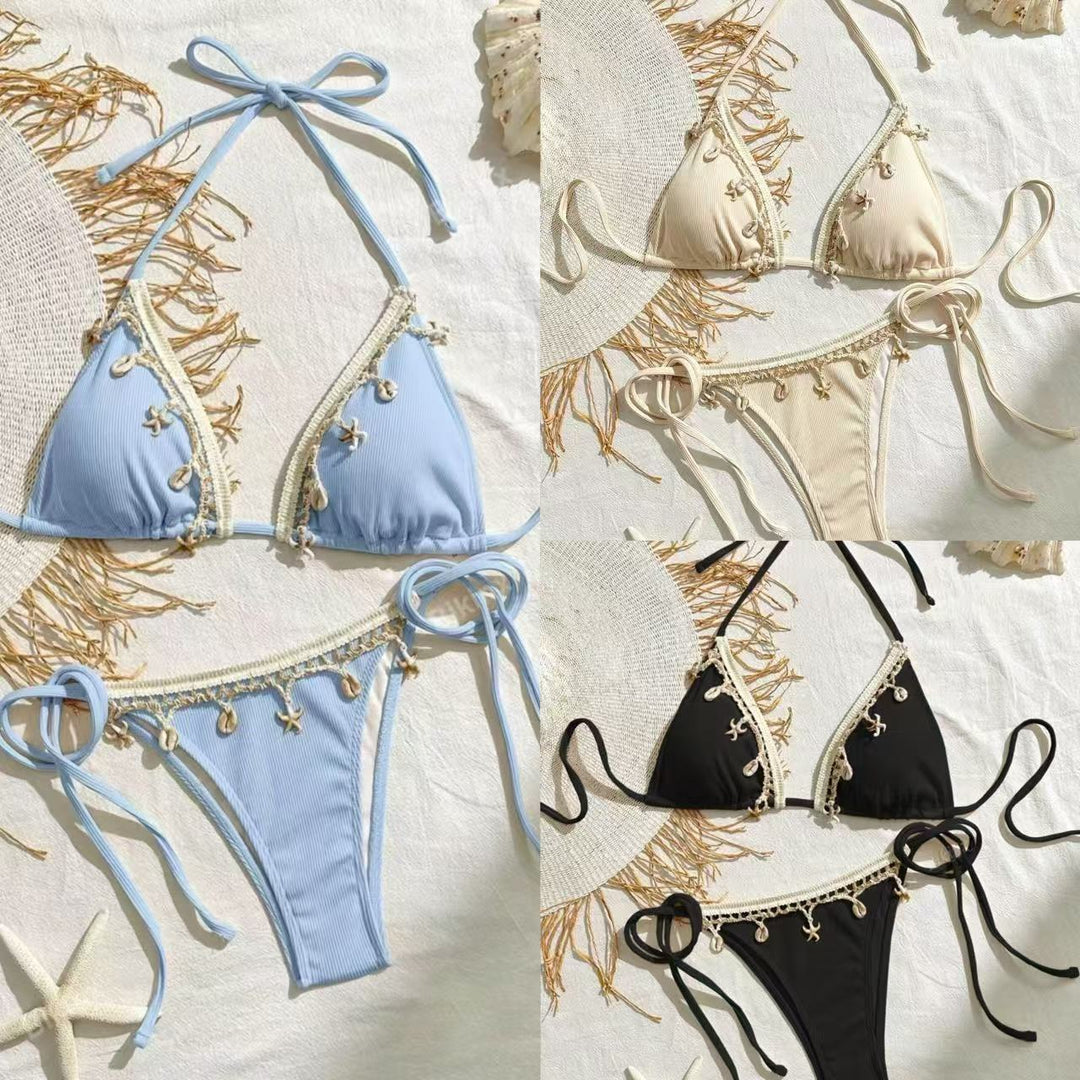 Damen Triangel-Bikini mit dekorativen Muschel-Details Drune