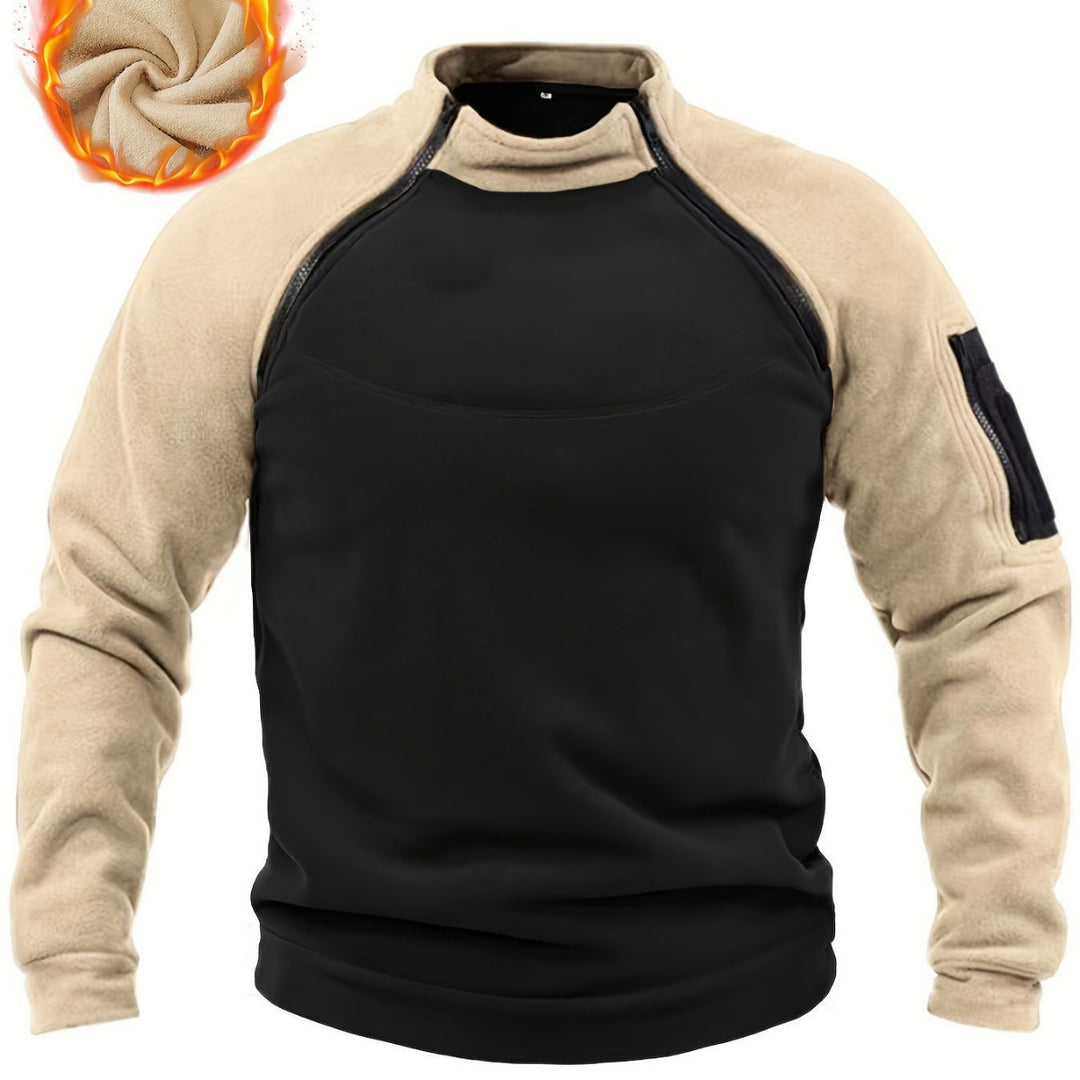 Herren Technischer Fleece-Pullover mit winddichter Frontpaneel und Armtasche Drune