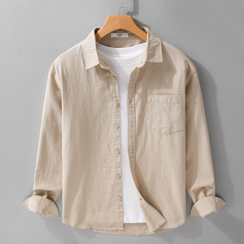 Herren Soft‑Touch Baumwollmix Overshirt im Layering‑Look mit Brusttasche Drune