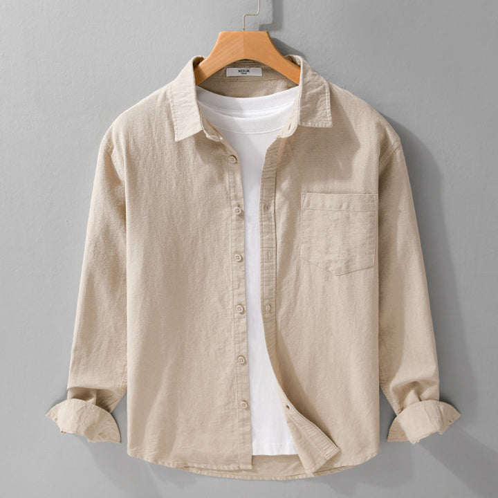 Herren Soft‑Touch Baumwollmix Overshirt im Layering‑Look mit Brusttasche Drune