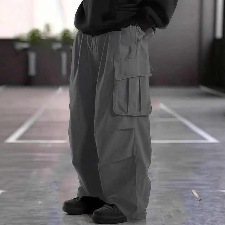 Herren Oversize-Baggy-Cargohose im Urban-Utility-Stil mit elastischem Tunnelzugbund und Mehrfachklappentaschen Drune
