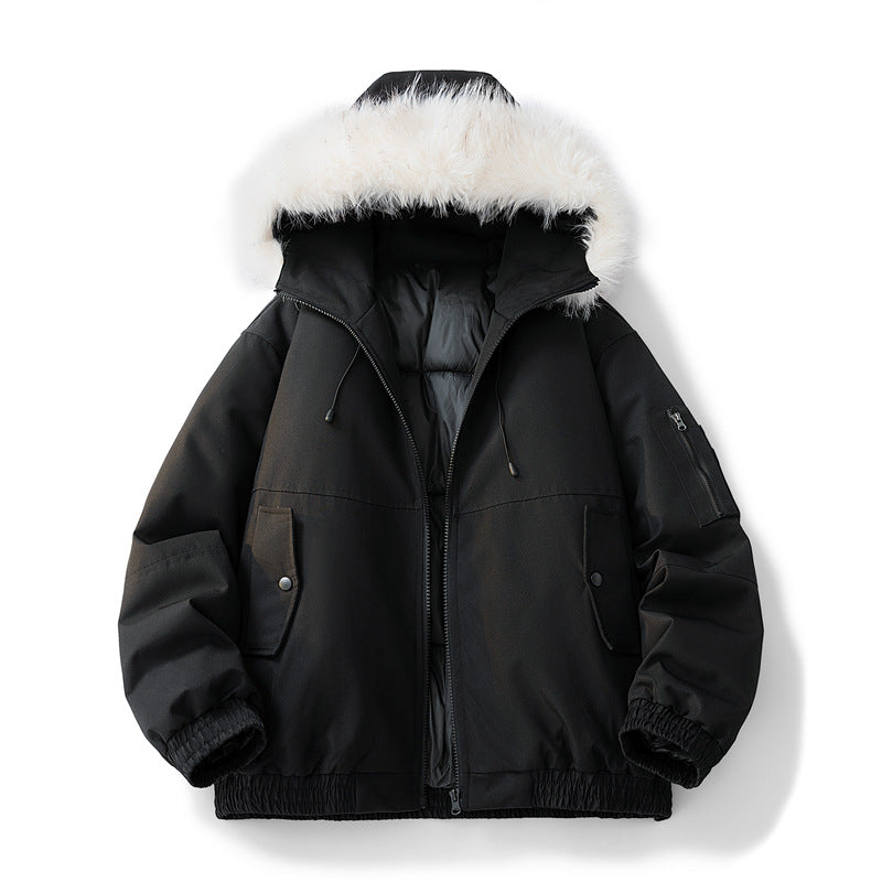 Damen Modische Winterjacke mit abnehmbarem Kunstfellkragen Drune