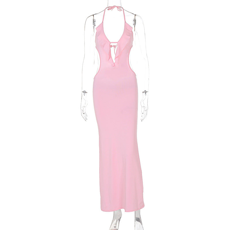 Damen Maxikleid mit Rüschendekor und figurbetontem Schnitt Drune