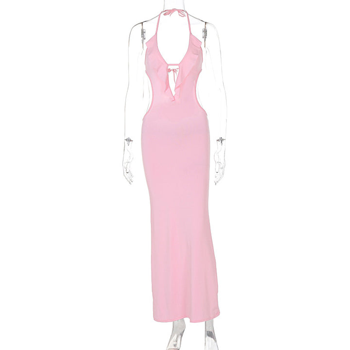 Damen Maxikleid mit Rüschendekor und figurbetontem Schnitt Drune