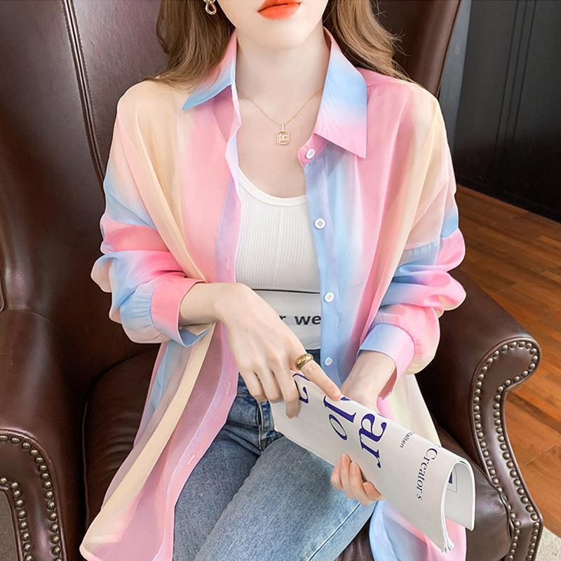Damen Luftige und farbenfrohe Overshirt-Bluse Drune