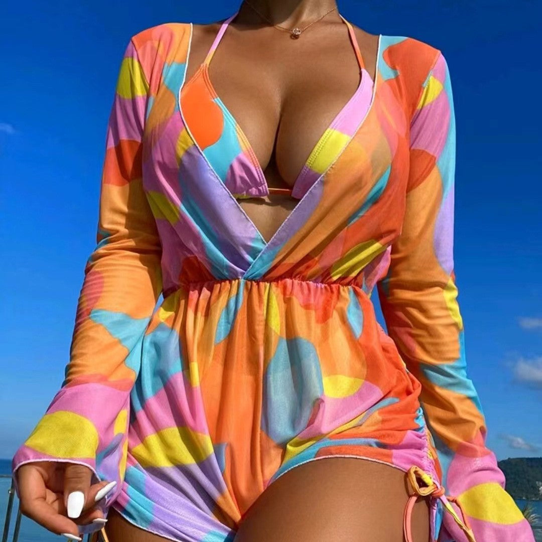 Damen Strandoutfit mit luftiger Tunika und Bikini Drune
