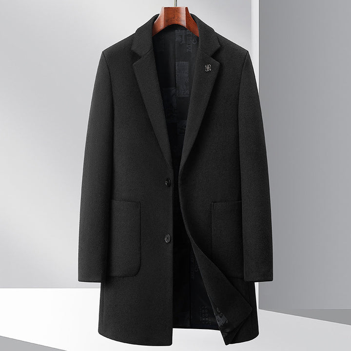 Herren eleganter Mantel aus hochwertiger Wolle mit modernem Schnitt Drune
