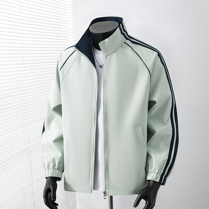 Herren Leichte Track‑Blousonjacke mit Stehkragen und Kontraststreifen Drune