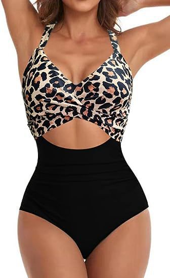 Damen Einteiliger Badeanzug mit elegantem Wickelschnitt Drune