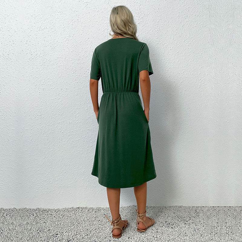Damen Wickelkleid mit Knopfdetails Drune