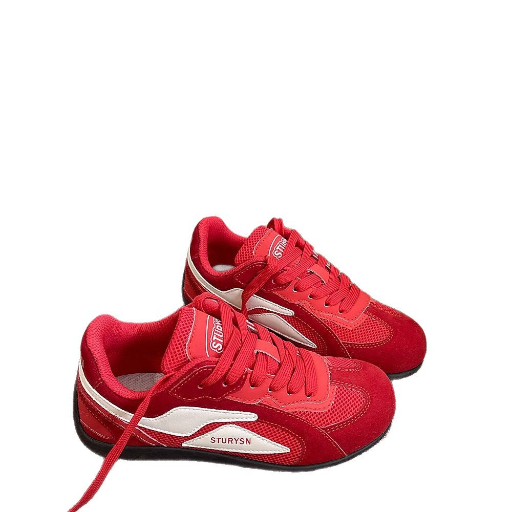Damen Sportliche Sneaker mit weicher Veloursoberfläche und atmungsaktiver Netzstruktur Drune