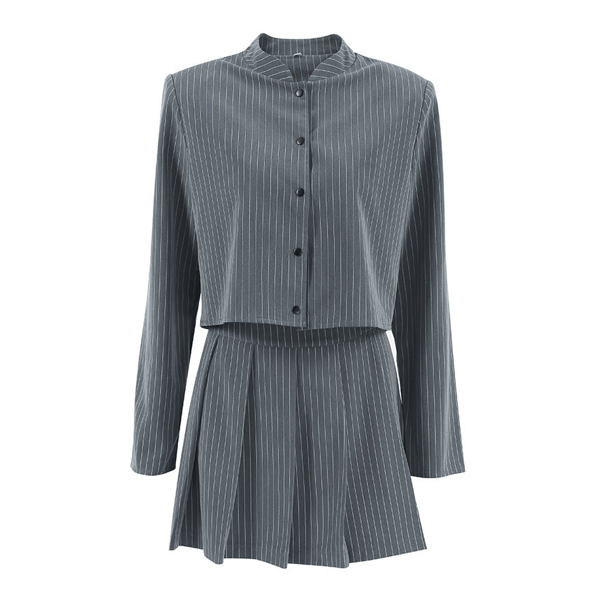 Damen Modischer Cropped Blazer mit klassischen Schultern Drune