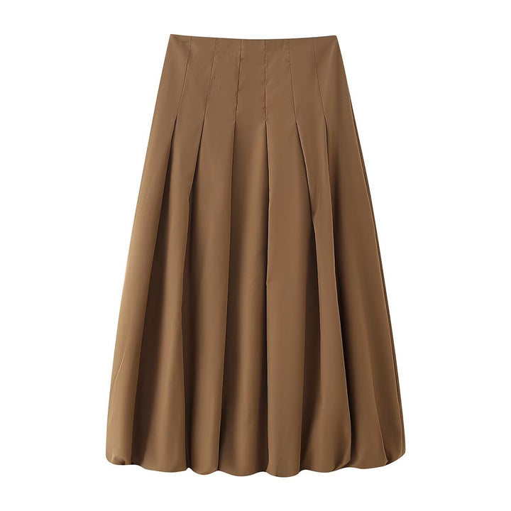 Damen nan plissierter Maxirock mit hoher Taille, kastigen Falten und fließender Silhouette Drune