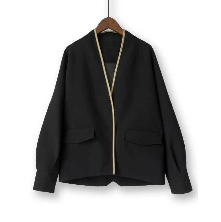 Damen Modische Blazerjacke mit eleganter Paspel Drune