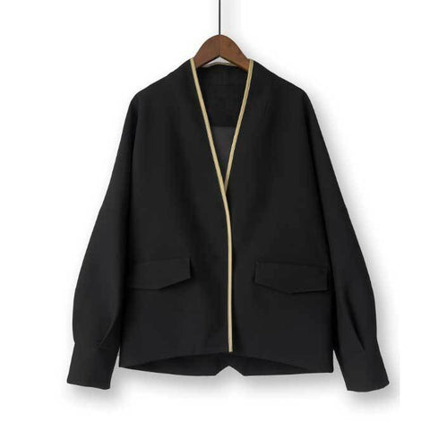 Damen Modische Blazerjacke mit eleganter Paspel Drune