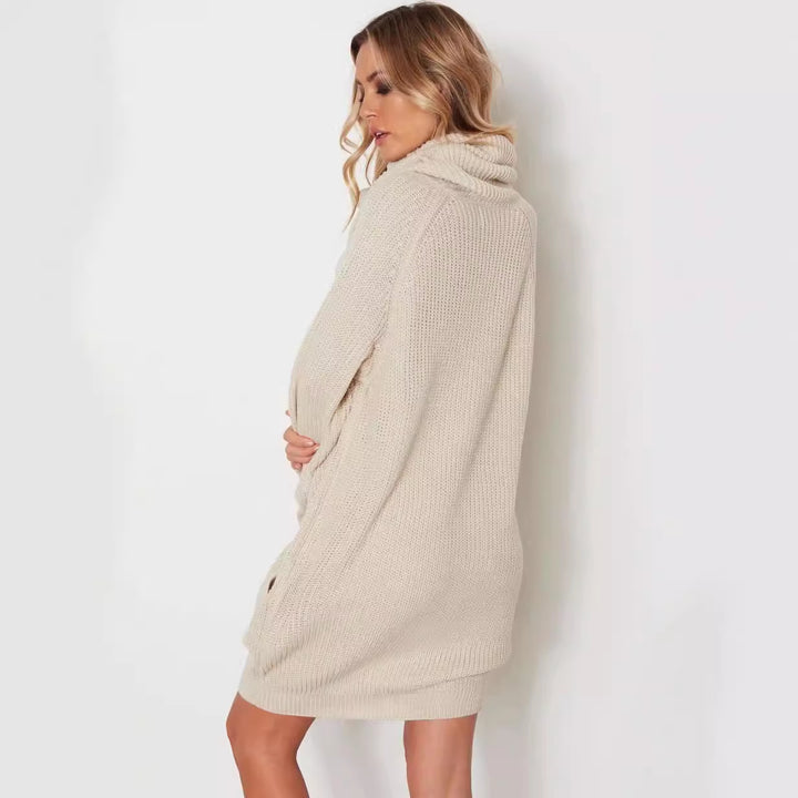 Damen Strickkleid mit weitem Kragen Drune