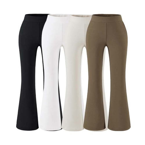 Damen Hochtaillierte Stretch-Schlaghose mit weitem ausgestelltem Saum Drune