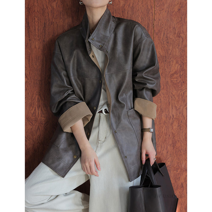 Damen Lederjacke mit modernem Schnitt Drune