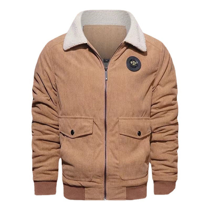 Herren Cord-Blouson mit Teddyfutter, Pattentaschen und Stehkragen Drune