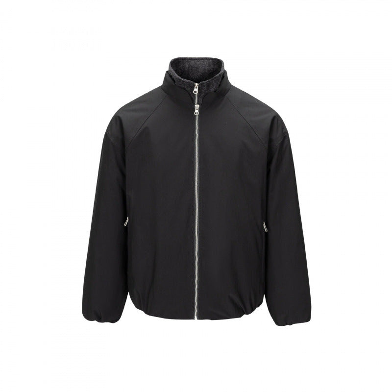Herren Ultraleichte Tech-Blousonjacke mit Raglanärmeln, Stehkragen und Reißverschlusstaschen Drune