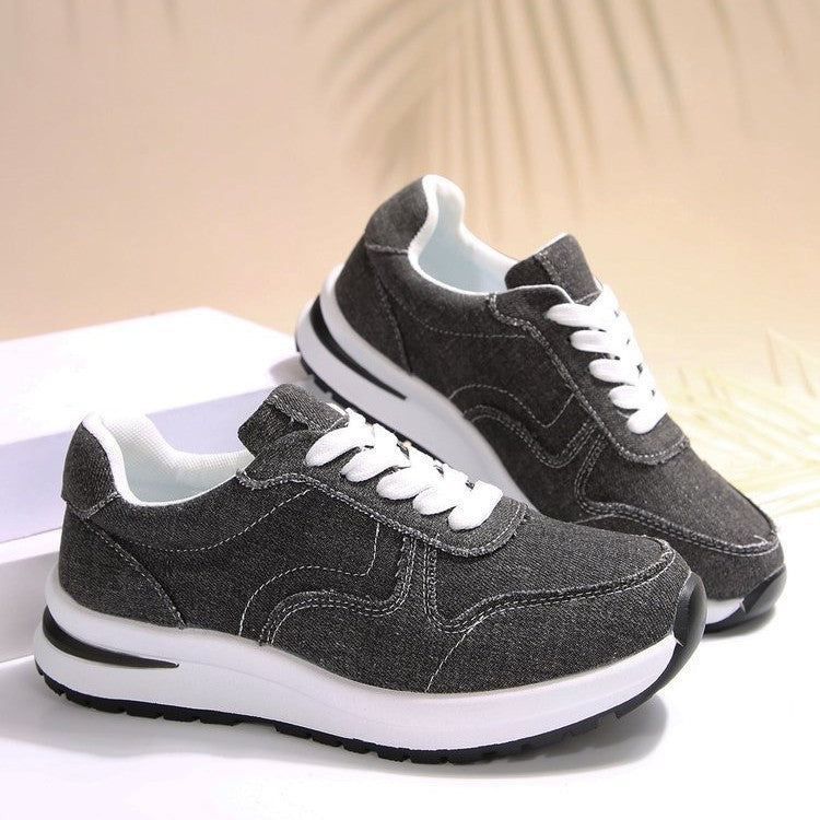 Damen leichte Sneaker im Jeanslook mit gepolstertem Komfortfußbett, stoßdämpfender EVA-Zwischensohle und profiliertem Laufsohlen-Design Drune