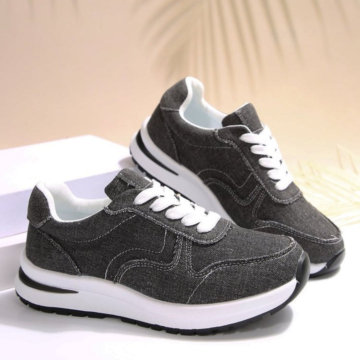 Damen leichte Sneaker im Jeanslook mit gepolstertem Komfortfußbett, stoßdämpfender EVA-Zwischensohle und profiliertem Laufsohlen-Design Drune