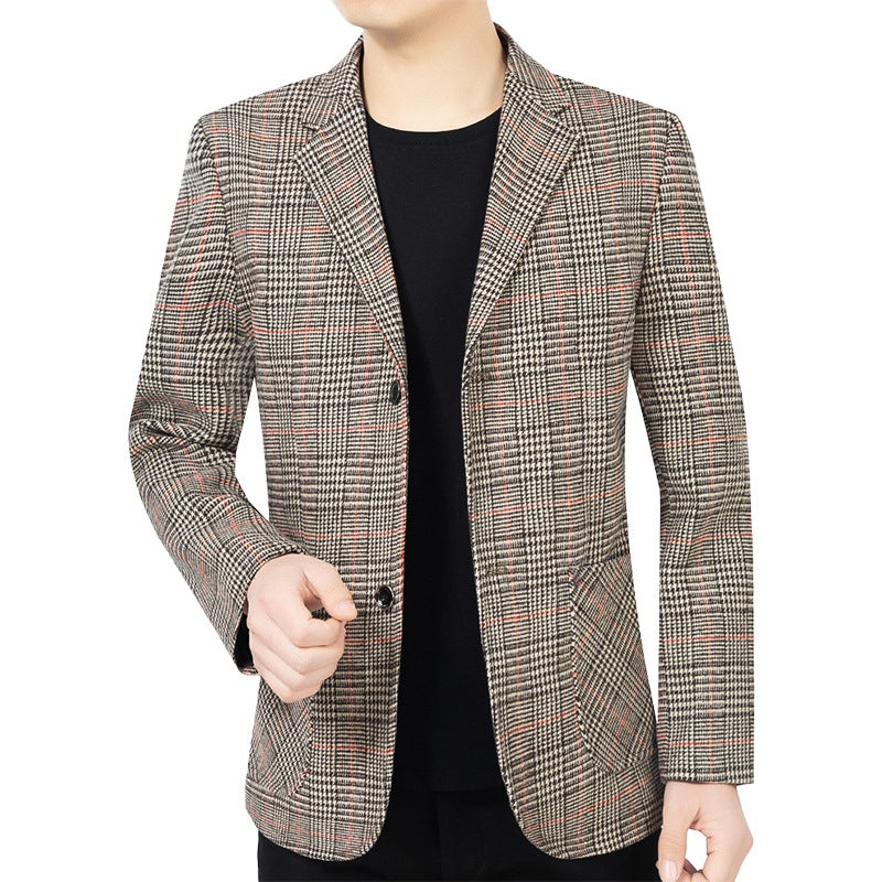 Herren Glencheck-Sakko Slim Fit aus Wollmischung mit dezentem Overcheck Drune