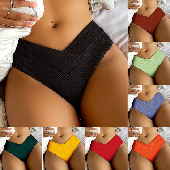 Damen Hochgeschnittene Bikinihose mit V-Ausschnitt Drune
