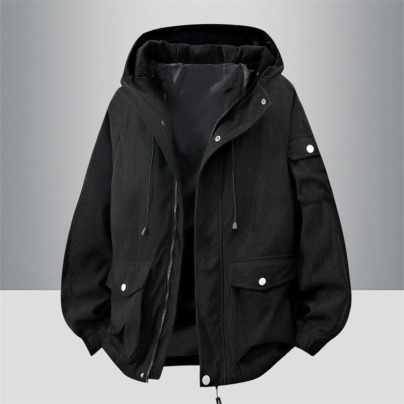 Herren Modische Outdoorjacke mit Kapuze Drune