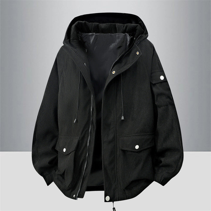 Herren Modische Outdoorjacke mit Kapuze Drune