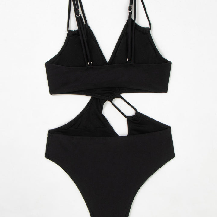 Damen Einteiler Badeanzug mit tiefem V-Ausschnitt und seitlichem Cut-Out Drune