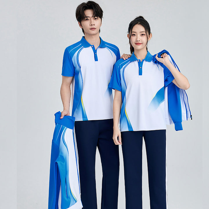 Unisex Badminton-Trainingsset mit Funktionspolo und sportlicher Jogginghose Drune