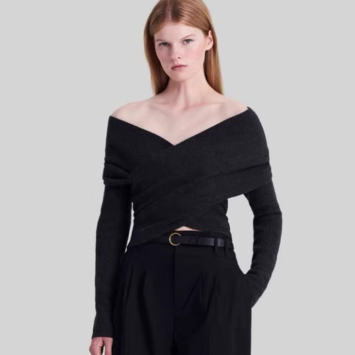 Damen Übergroßes Wickelpullover Drune