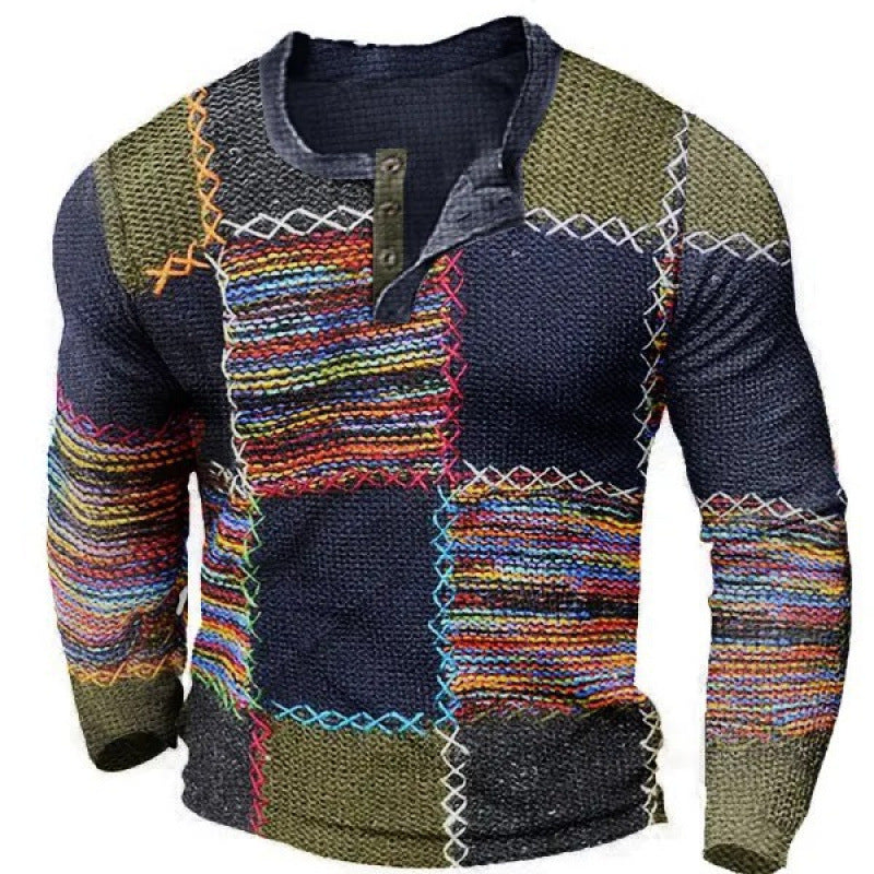 Herren Sportliches Langarmshirt mit Knopfleiste Drune