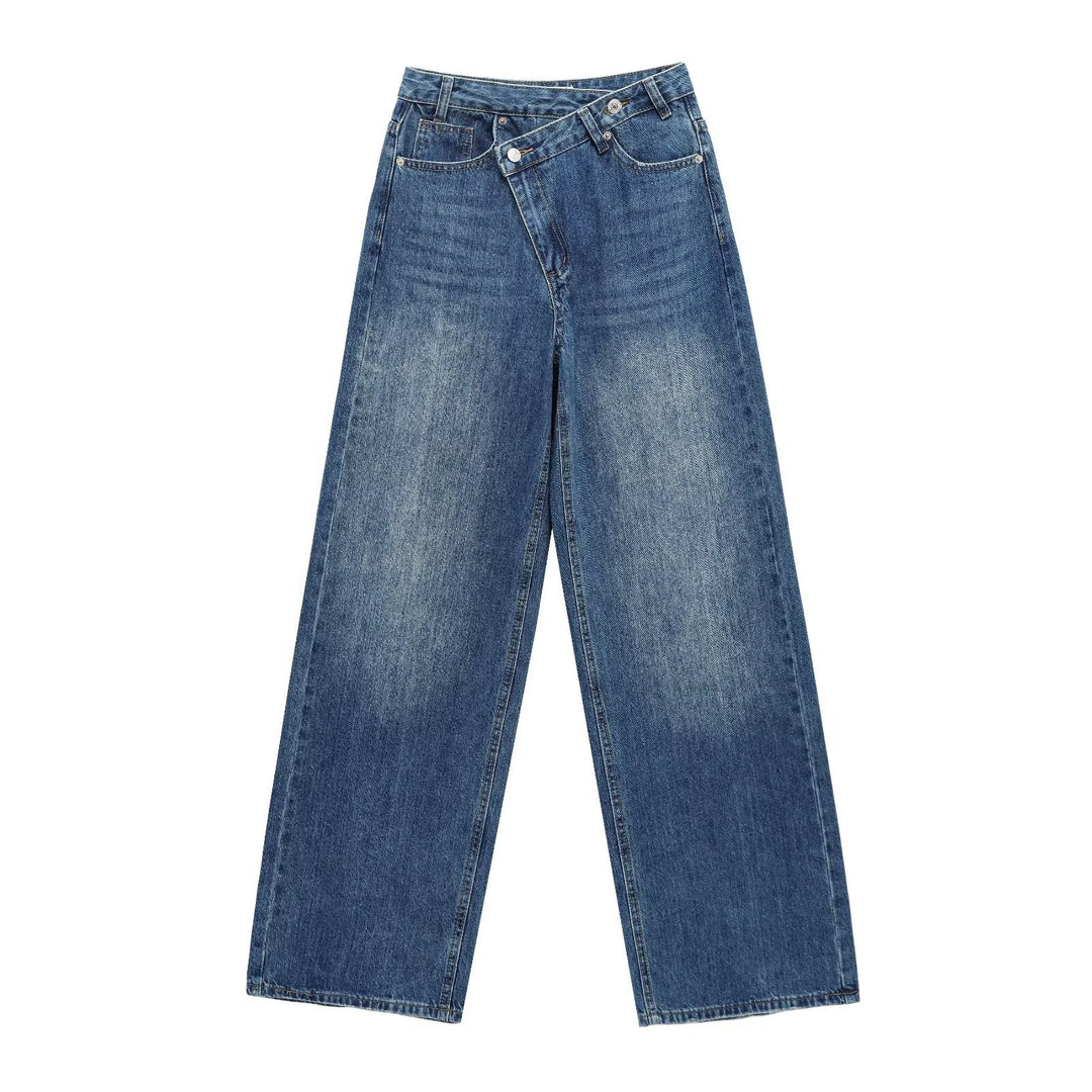 Damen weit geschnittene Jeans im modernen Design mit asymmetrischem Schnitt Drune