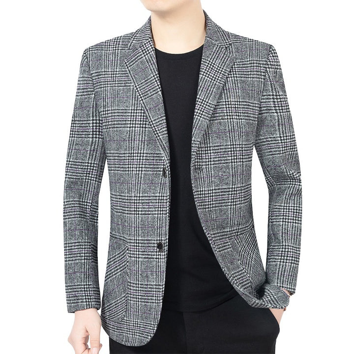 Herren Glencheck-Sakko Slim Fit aus Wollmischung mit dezentem Overcheck Drune