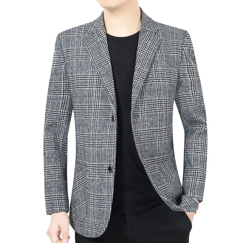Herren Glencheck-Sakko Slim Fit aus Wollmischung mit dezentem Overcheck Drune
