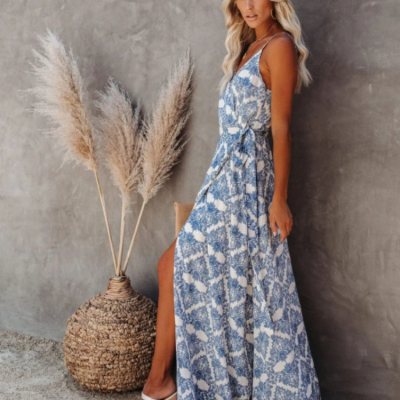 Damen Maxikleid mit schwingendem Saum und elegantem Schlitz Drune