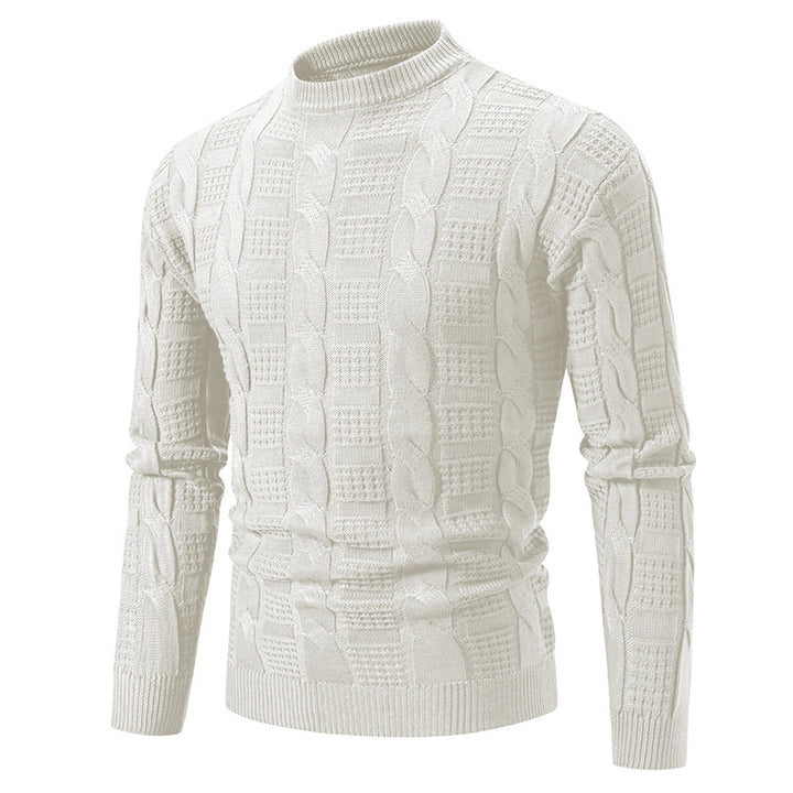 Herren Hochwertiger Grobstrickpullover mit Stehkragen und dekorativem Muster Drune
