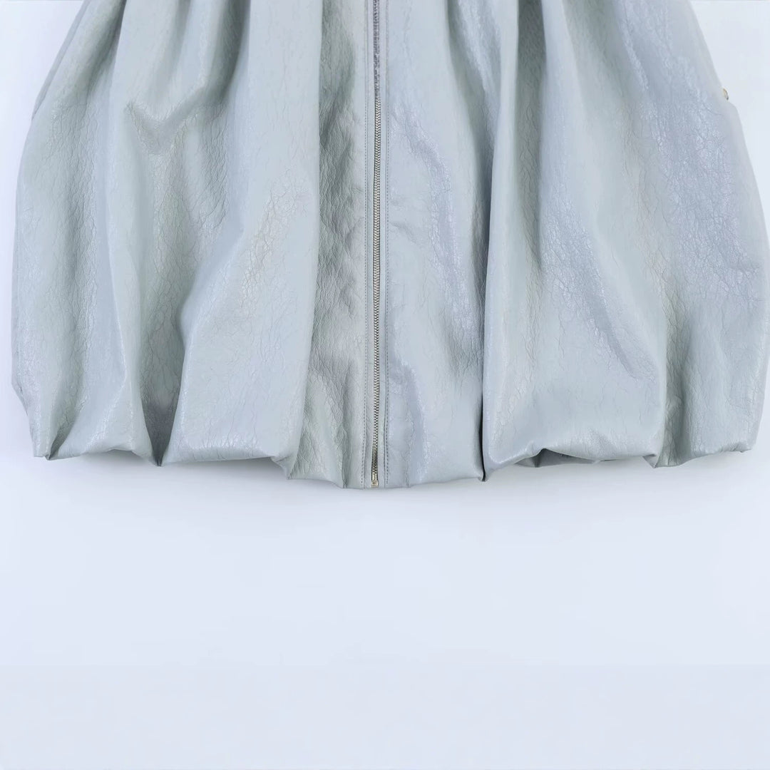 Damen Oversize-Jacke mit Ballonärmeln, Reißverschluss und geraffter Passe Drune