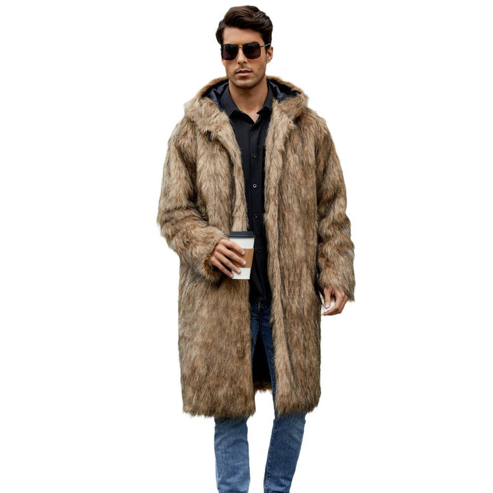Herren Elegant gefütterter Mantel mit Kapuze Drune