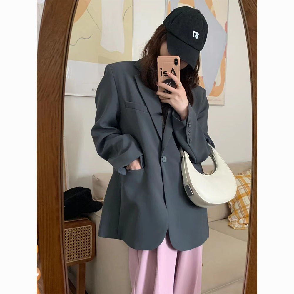 Damen Oversized Blazer aus hochwertigem Material mit Taschen Drune